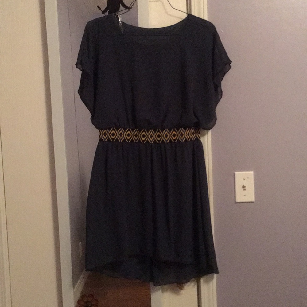 Navy wrangler flutter sleeve sundress
